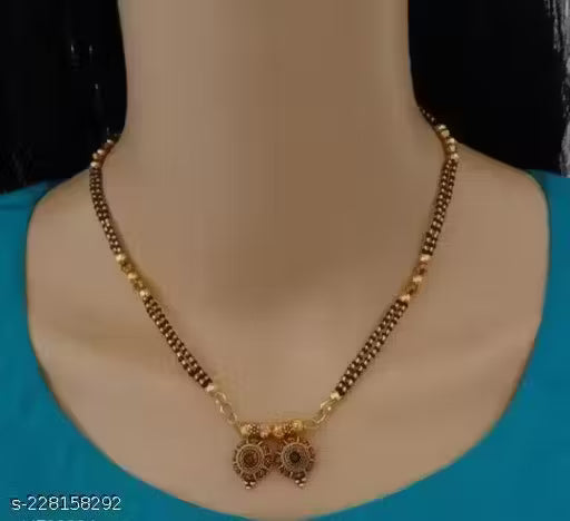 Parthi Jewellery's Ethenic Gold Vati Tanmaniya Pendant Chain Short Mangalsutra for Women (Size : 18 Inch)