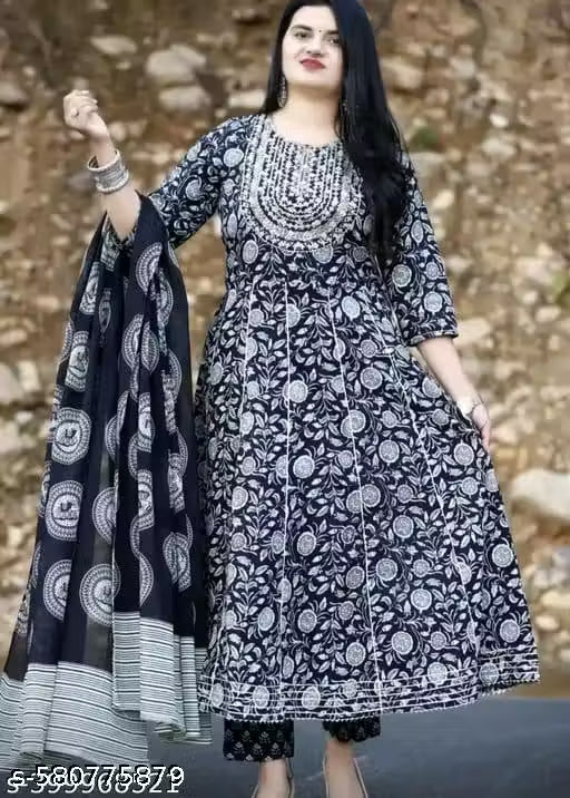 Premium Printed Designer kurti with Pant And Cotton Dupatta