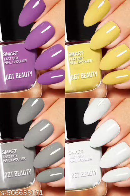 Dot Beauty Quick Dry Long Lasting Nail Polish Pack of 4 Multicolor Combo