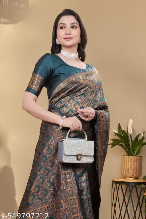 Elegant Banarasi Silk Blend Saree with Blouse