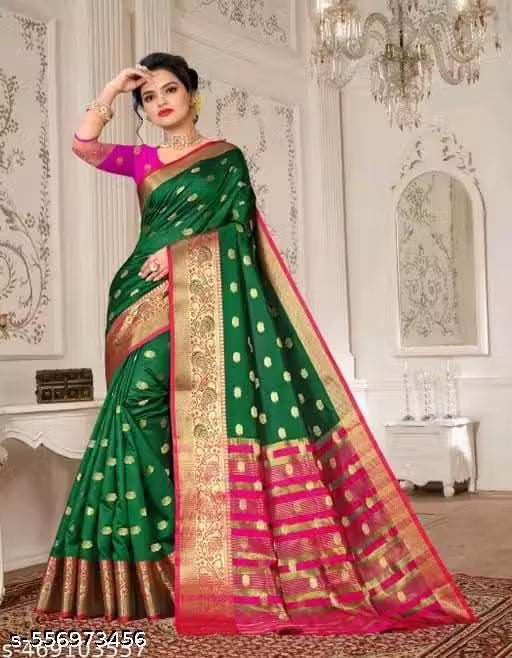 Veena Fashion Women's lichi Saree with Blouse Piece