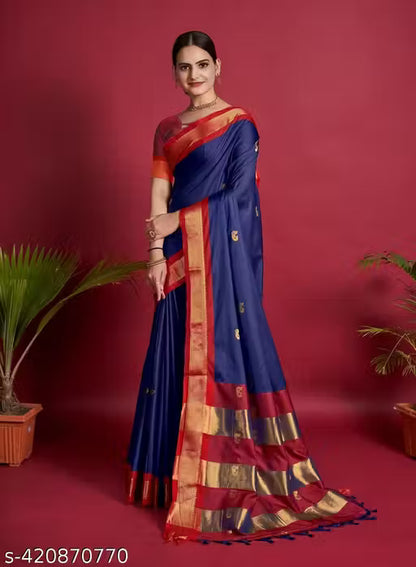Traditional Design Paithani Sico Silk Saree with running blouse piece