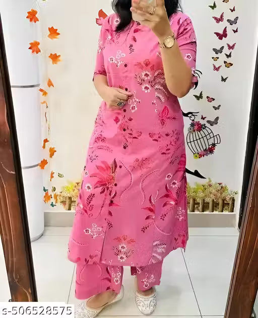 Womans Cotton Rayon Hand Block Printed Cord Set For Girls And Womens