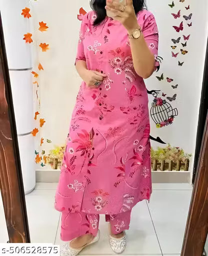 Womans Cotton Rayon Hand Block Printed Cord Set For Girls And Womens