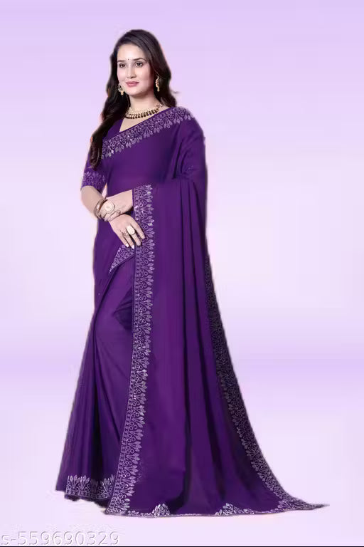 Stylish Georgette Saree with Hotfix Detailing