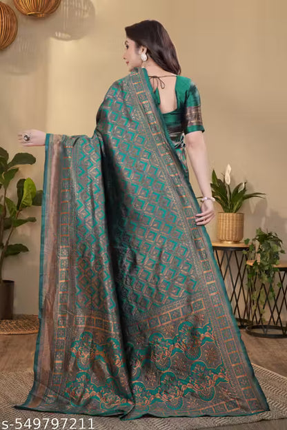 Traditional Banarasi Silk Blend Saree with Blouse for Women