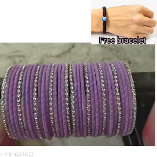 Traditional Velvet Finish Glass Bangles Set
