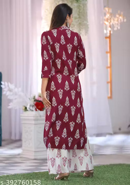 Rayon Printed Kurti with Palazzo Set