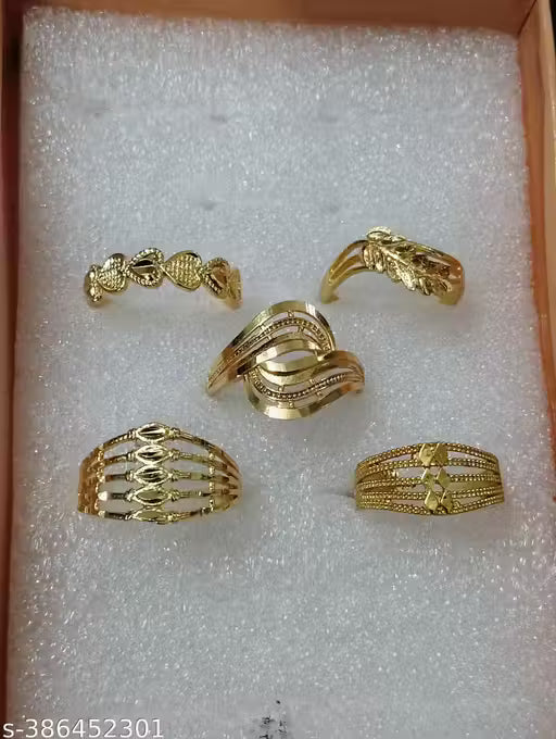 Combo Of 5 Beautiful Gold Plated Ring