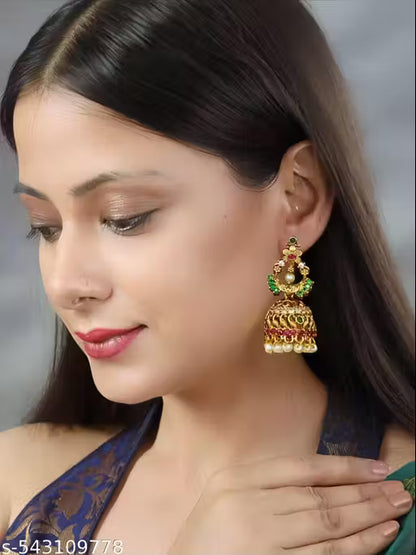 Designer Gold Plated Jhumka Earrings for Women & Girls