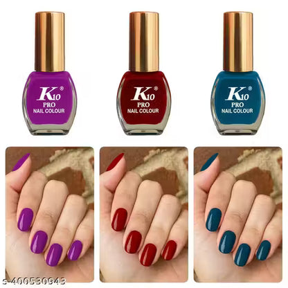 Nail Paint, Purple, Dark Red, Blue (Pack of 3)