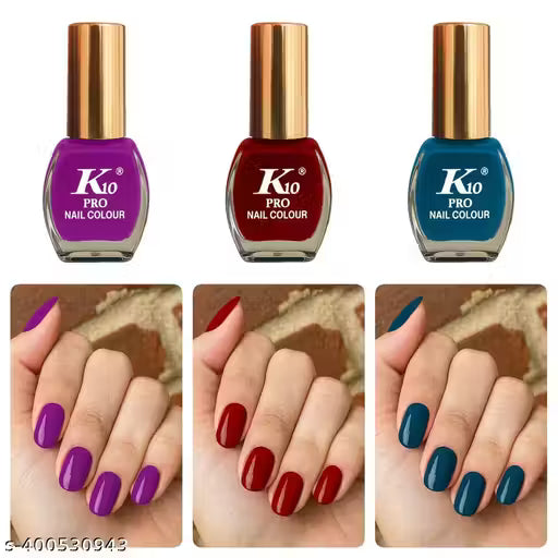 Nail Paint, Purple, Dark Red, Blue (Pack of 3)