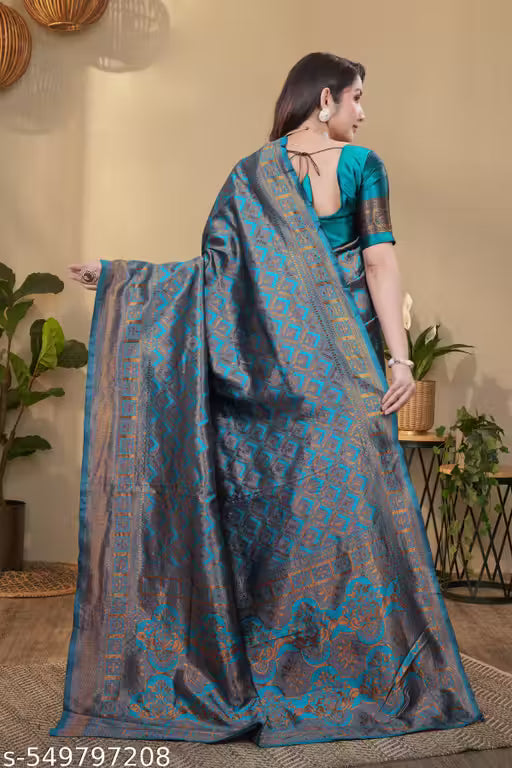 Stylish Banarasi Silk Blend Saree with Blouse Piece – Festival & Celebration Wear
