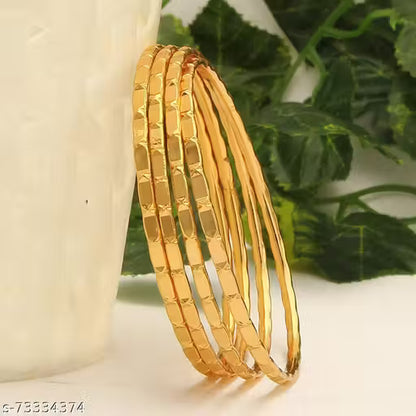 CUTE GOLD One Gram Gold Plated Plain Bangles for Women & Girls