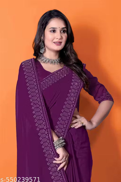 Festival Hotfix Georgette Saree