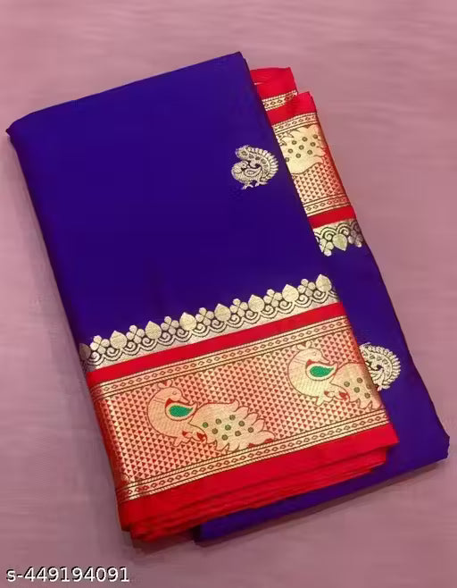 pethani soft Silk Saree With Blouse Piece Style Saree (Wine)