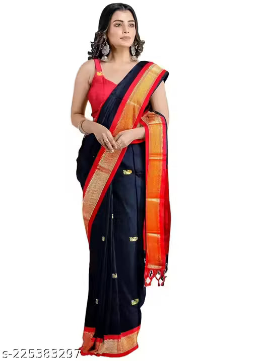 Paithani Cotton silk saree peacock butti latest Paithani saree