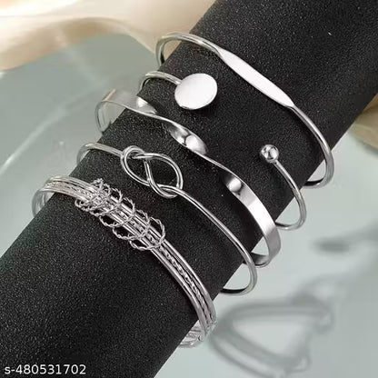 Birthday Gift For Sister Design Bracelet For Women Twisted Silver-Plated Light Luxury Opening Bangle