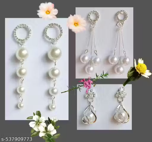 Combo of Stone and pearl Earrings for Women