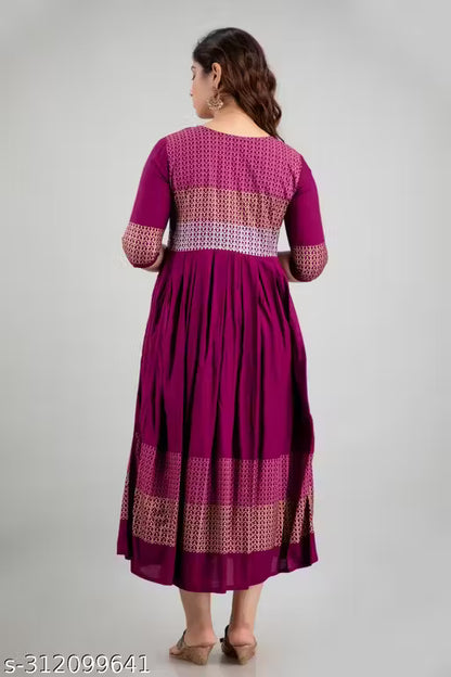 Women Rayon Printed Aaradhya Anarkali Kurtis