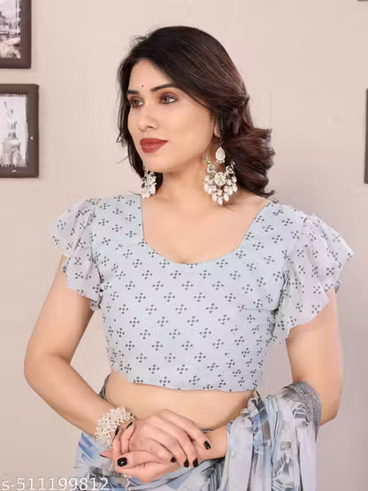 Premium Quality Printed Georgette Saree with Blouse