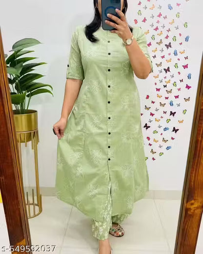 Newly designed kurta and pant set for women with one pocket in kurta
