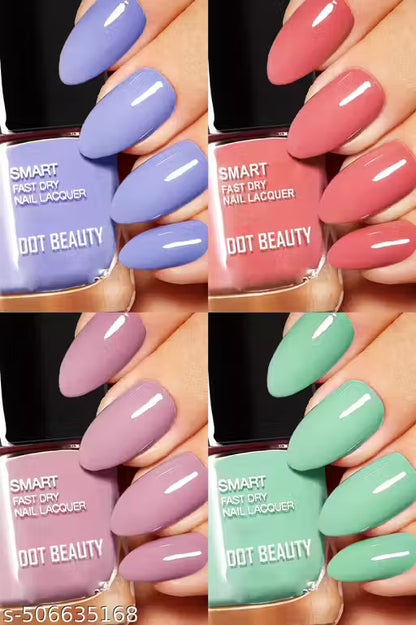 Dot Beauty Quick Dry Long Lasting Nail Polish Pack of 4 Multicolor Combo