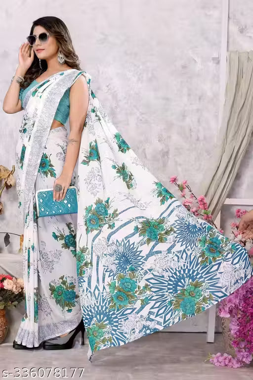 Trendy Printed Georgette Saree with Blouse