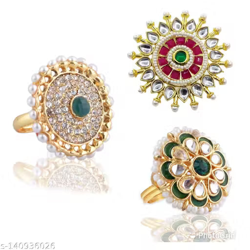 Rajputi Rajwadi Ring Combo for women & Girls (adjustable) Pack of 3