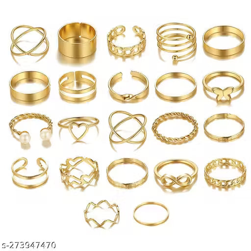 Jewels Galaxy Women Gold Plated Contemporary Stackable Rings Set of 23