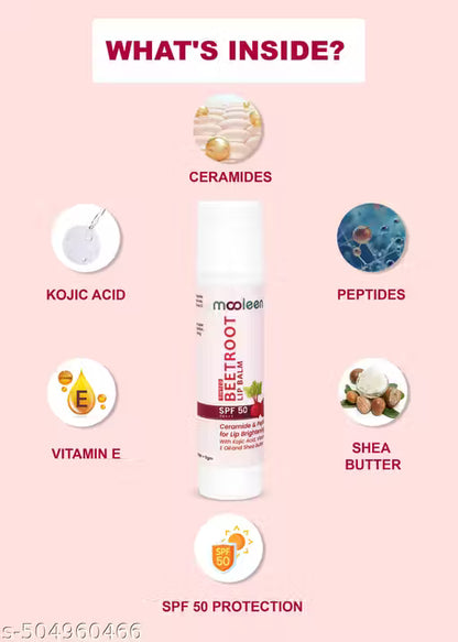 Tinted Lip Balm with SPF 50 PA+++| Hydration++Brightening |Kojic Acid & Ceramide Beetroot - 5gm