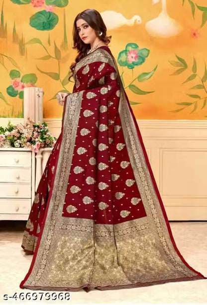 Trendy Banarasi Silk Saree with Unstitched Blouse