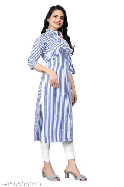 New Fancy Bollywood-Inspired Trendy Women's Cotton Straight Kurti