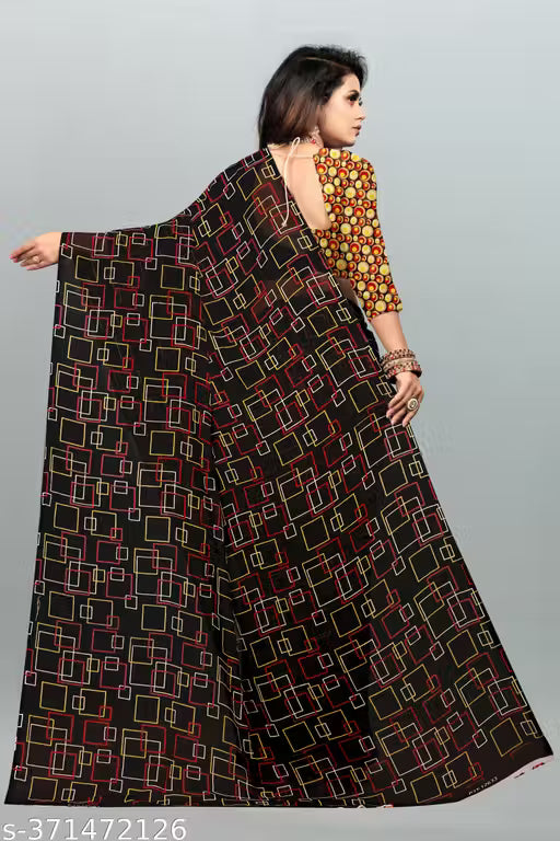 Bollywood Style Floral Printed Saree For Women with Unstitch Blouse Piece