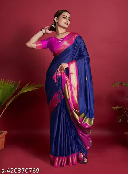 Traditional Design Paithani Sico Silk Saree with running blouse piece