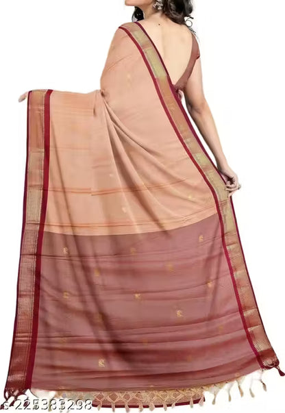 Paithani Cotton silk saree peacock butti latest Paithani saree