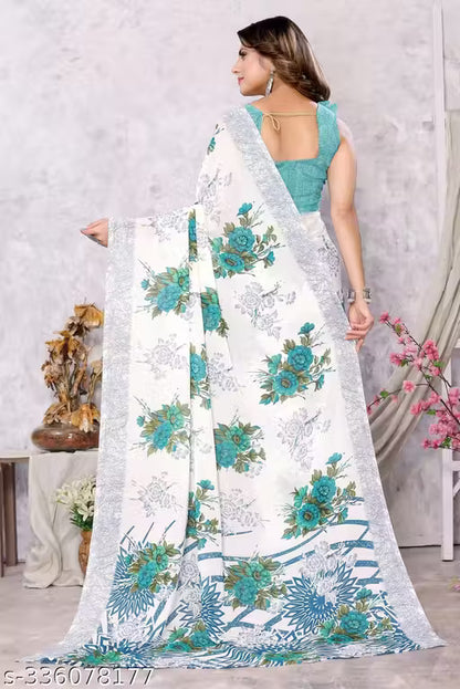 Trendy Printed Georgette Saree with Blouse