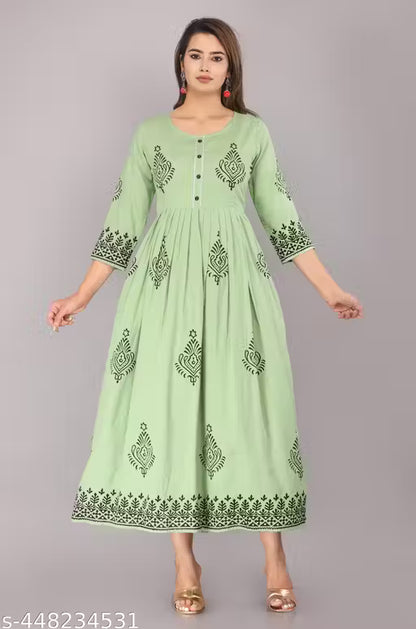 New Printed hand block kurti round nack and ethnic wear