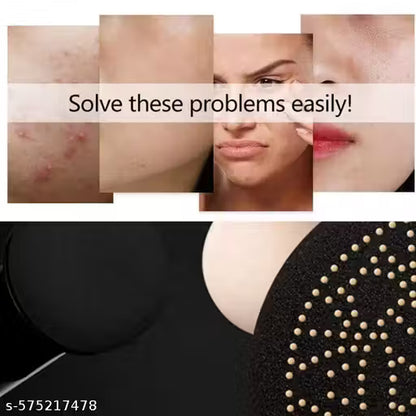 Premium Sunisa 2-in-1 Waterproof BB & CC Cream Foundation with Mushroom Head Cushion + Compact Powder & Brush (20g, Natural Beige)