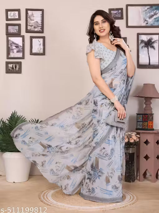 Premium Quality Printed Georgette Saree with Blouse