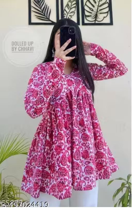 Women's rayon Jaipuri printed Kurti