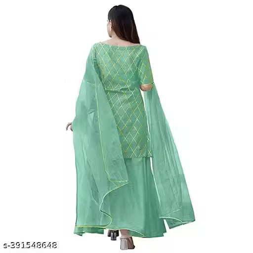 WOMEN'S PRINTED DAILY WEAR KURTA WITH SARARA SET