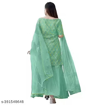 WOMEN'S PRINTED DAILY WEAR KURTA WITH SARARA SET