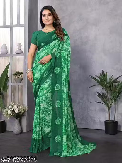 Daily use Floral Printed Saree with Unstitch Blouse Piece
