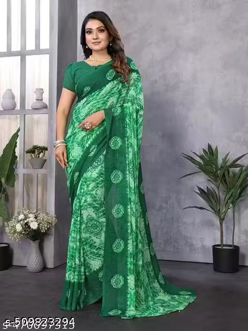 Daily use Floral Printed Saree with Unstitch Blouse Piece