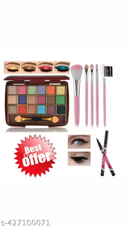 18 color Shades Eyeshadow Palate With 5 in 1 makeup Brush And 36H Eyeliner