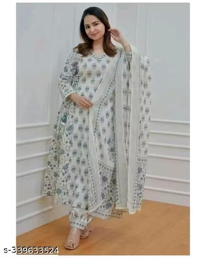 Cotton Nyra Cut Kurti with Pant and Dupatta