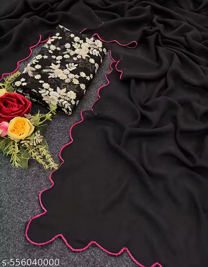 Trending Saree with Floral Print and Embroidery