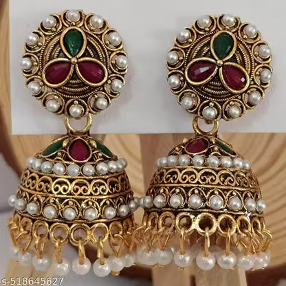 Pearl Alloy Jhumki Earring, Goled and Silver Jhumki Earring ( Combo of 4 )