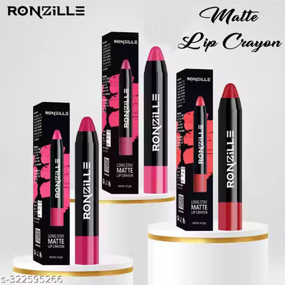 RONZILLE Matte Long Lasting Lip Crayon Lipstick (Set Of 3 / 13.5g)